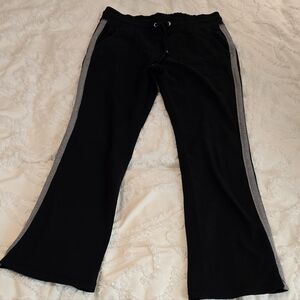 GreenTea Black & Gray Cotton Blend Ladies Lounge Pants, Size M (1206)